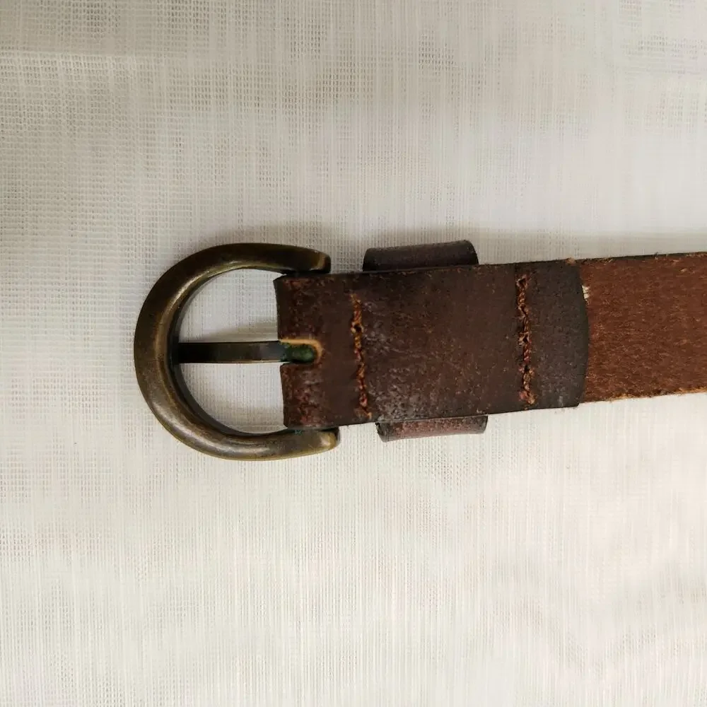Banana Republic Belt Women's M Brown Genuine Leather Copper Chain Biker Belt